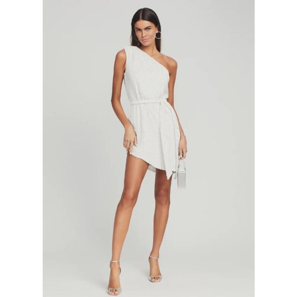 Retrofête Ella Sequin One Shoulder Dress White NWT Size M Sold Out Retail $525 - Picture 5 of 13